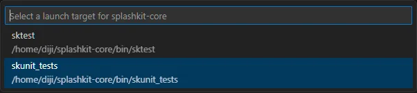 Select debug/launch target